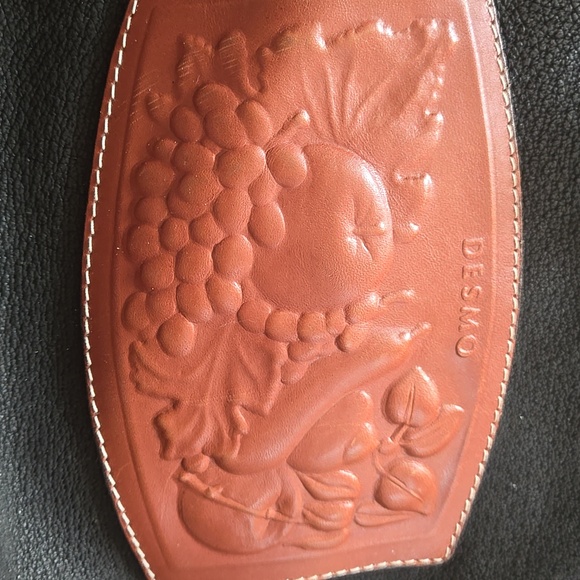 Black and Brown Leather Tote Bag with Embossed Patch - Picture 4 of 5